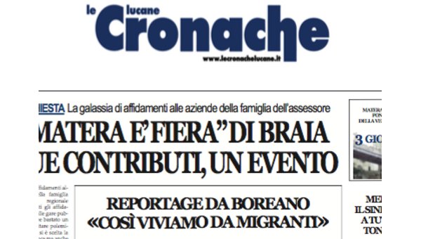 POTENZA: CHIUDE IL GIORNALE "LE CRONACHE LUCANE"